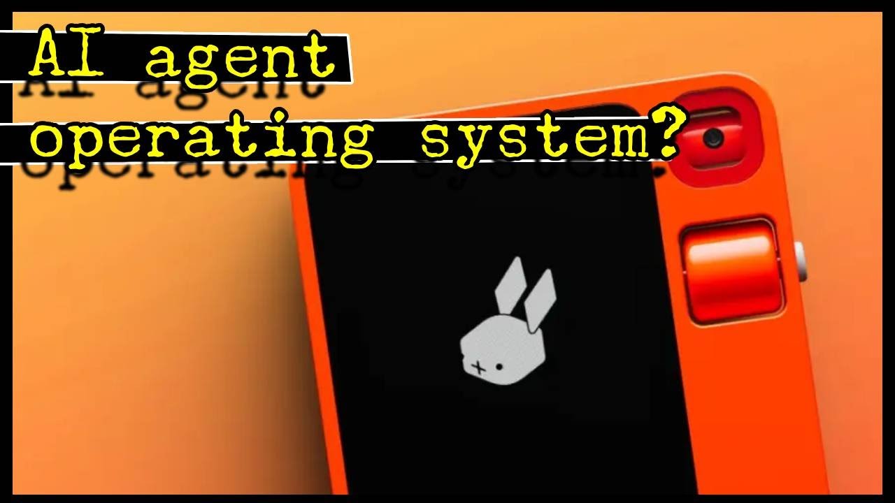 หน้าจอ Rabbit R1 ขึ้นข้อความ 'AI agent operating system?' สื่อถึงทิศทางใหม่ของ Rabbit
