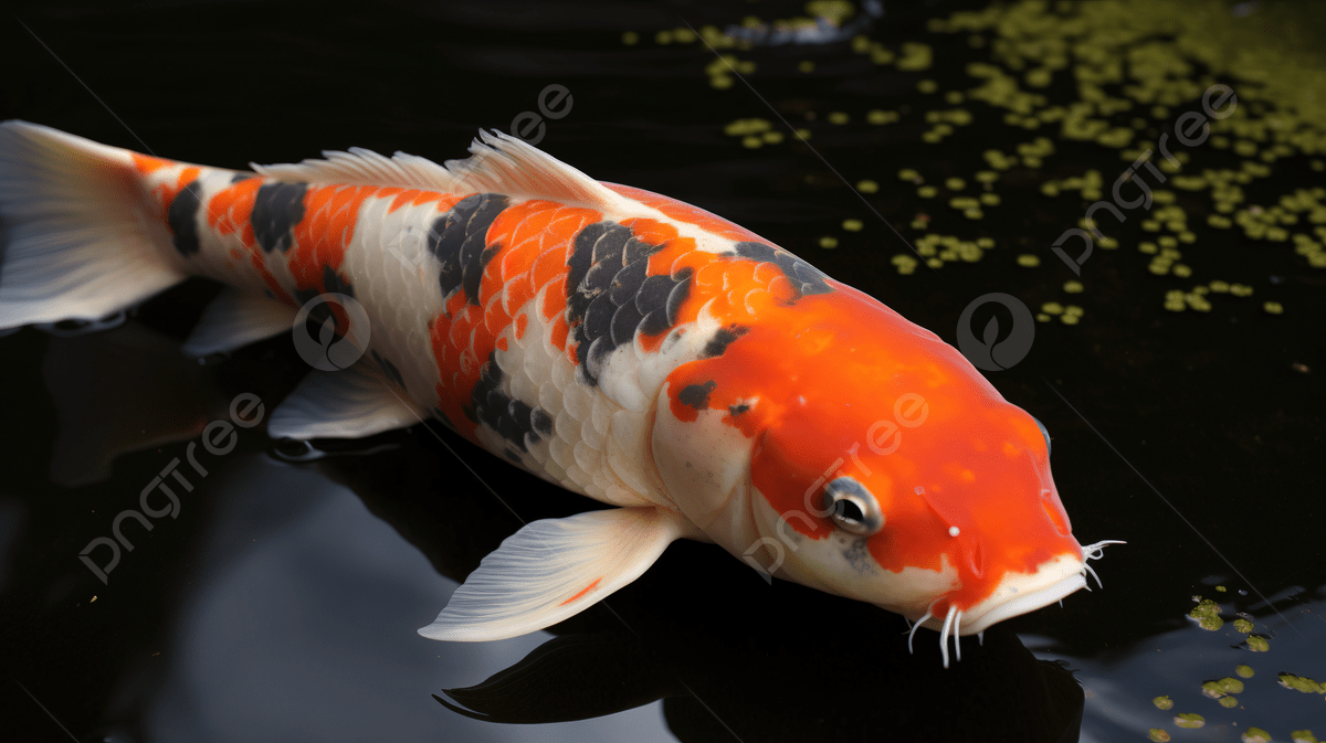 หน้าจอหลักของ Koi.rest แสดงบ่อปลาคาร์ปเสมือนจริงพร้อมปุ่มควบคุมเรียบง่าย